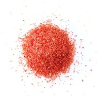 Lampové sklo - skleněné tyče, tyčky - Sklo pro výrobu korálků - americké, německé, italské sklo / 126RW-frits-1mm Pastel red (COE 96, Reichenbach) – frita, jemná drť 0,5-1 mm